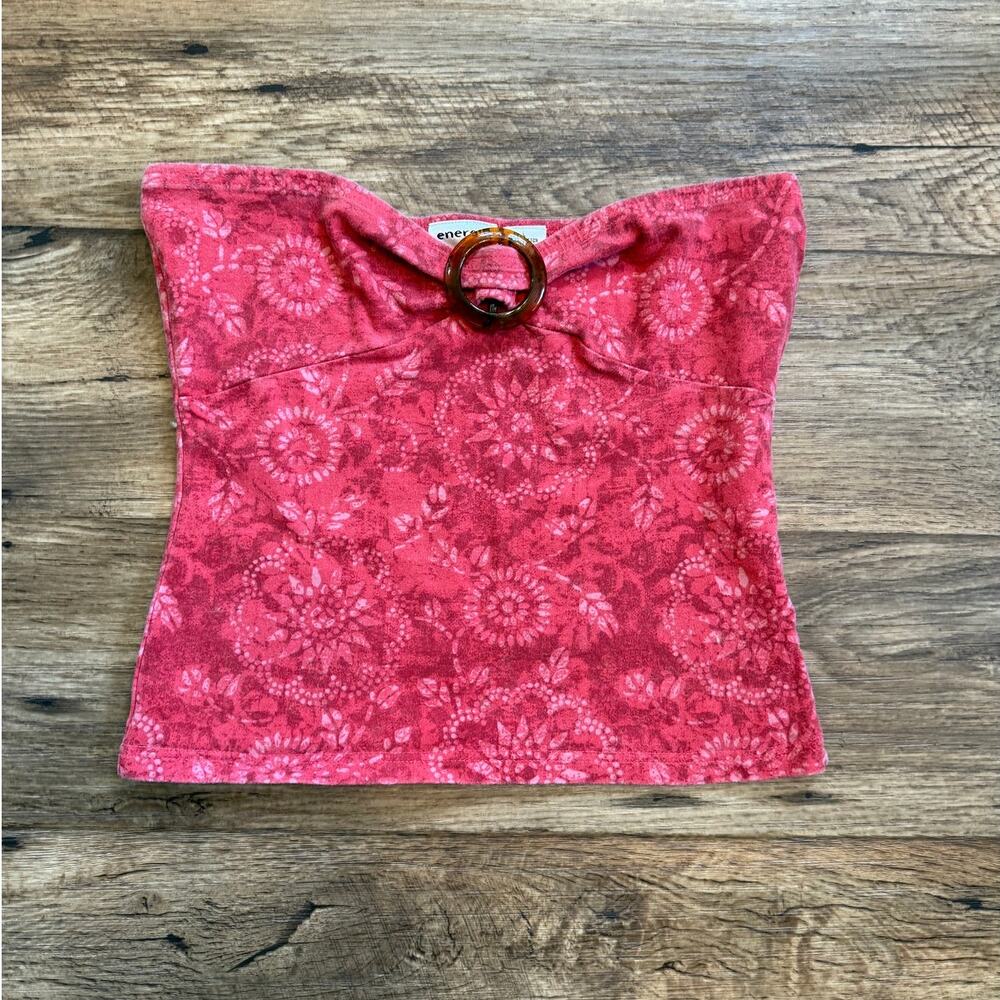 Vintage Y2k Energie Pink Paisley Floral Strapless Tube Top